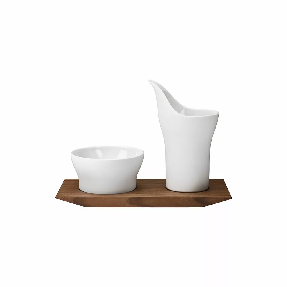 Sugar And Creamer Set With Wooden Tray丨糖 / 奶罐與木托組丨518